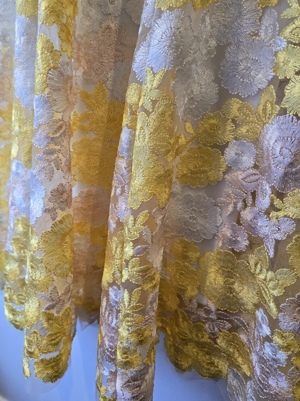 Dress the Population White and Yellow Floral Lace V-Neck Fit & Flare Midi Dress - Picture 6 of 12